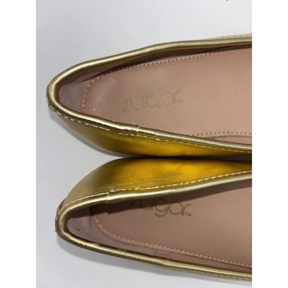 SUGAR Girls Gold Ballet Flat Shoe Glitter‎ Bow Toddler Little Kids Wedding4